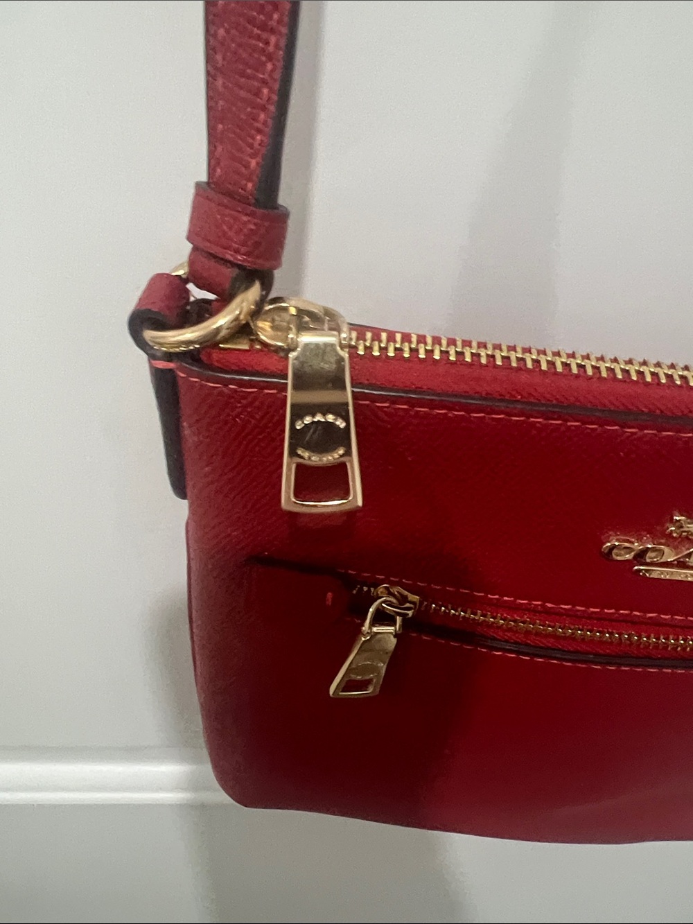 Coach Red Leather Crossbody with Gold Hardware - Picture 4 of 10